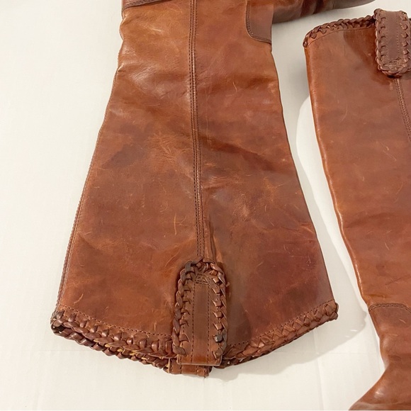 Frye Melissa Whip Tall Pull On Boots Size 9.5 Distressed Brown Leather Riding - Picture 9 of 16